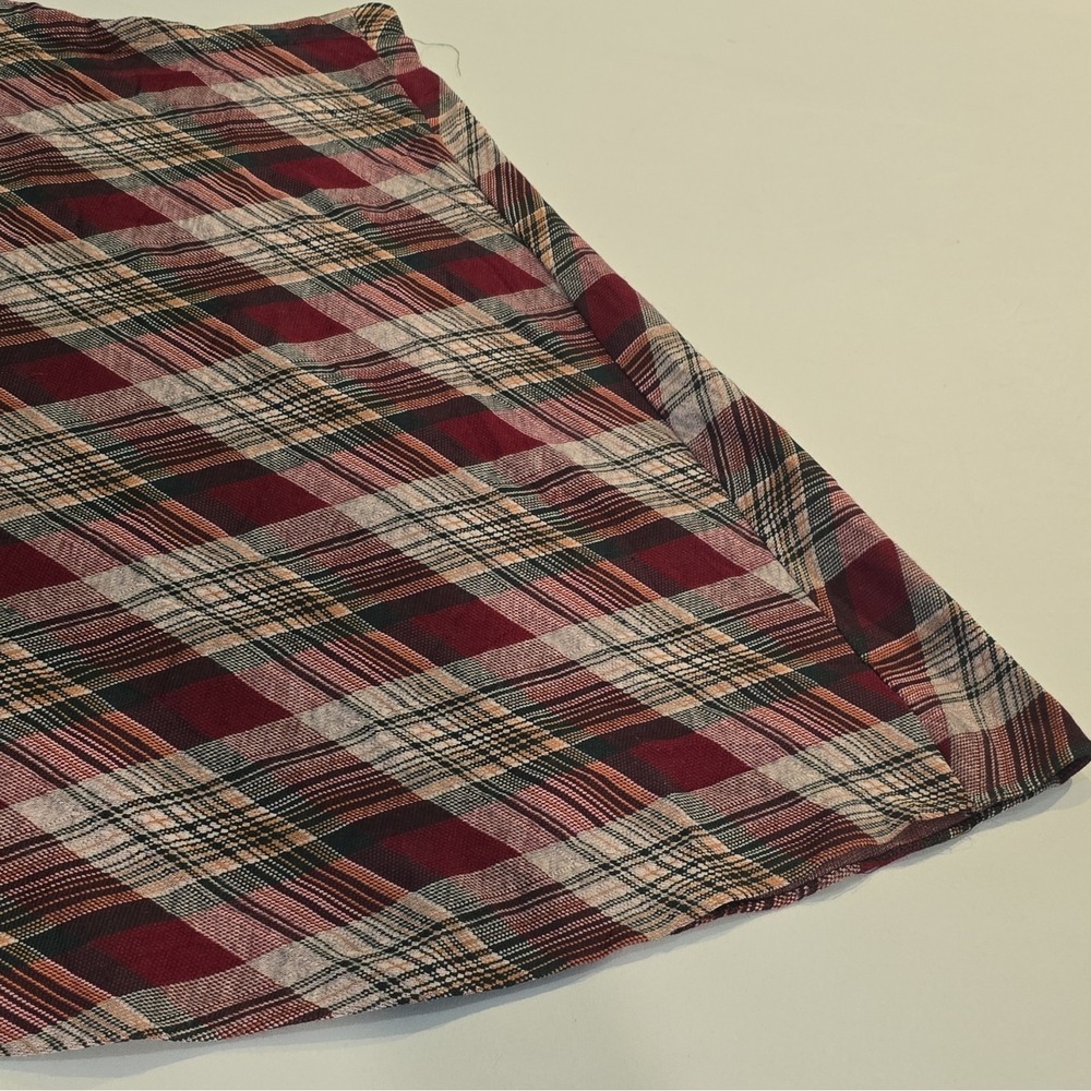 NRC Fashions Women's Burgundy Plaid A-Line Knee Length Skirt - Picture 4 of 7